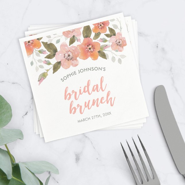 Serviettes Jetables Brunch nuptial de pêche florale délicieuse (Créateur téléchargé)