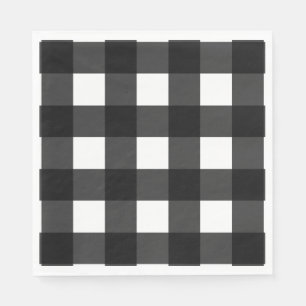 Serviettes Jetables Buffalo blanc grand plaid