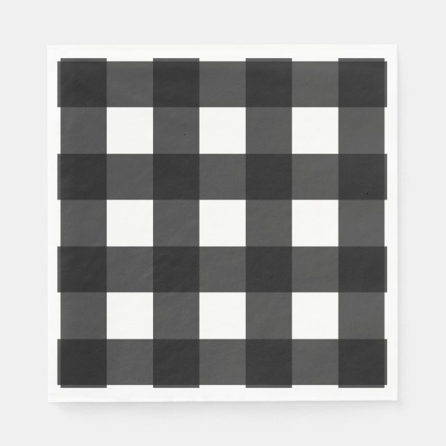 Serviettes Jetables Buffalo blanc grand plaid (Devant)