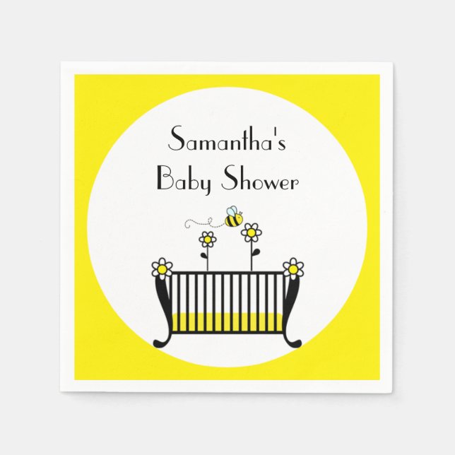 Serviettes Jetables Bumble Bee Polka Dot Baby shower (Devant)