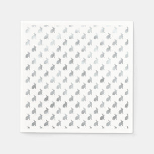 Serviettes Jetables Bunny gris argenté Arrière - plan Faux Foil Gris