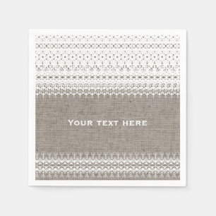 Serviettes Jetables Burlap rustique et Mariage de dentelle élégant