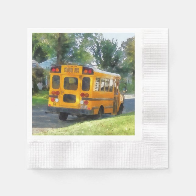 Serviettes Jetables Bus scolaire garé (Devant)
