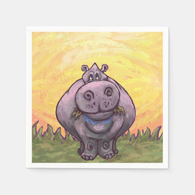 Serviettes Jetables Cadeaux et accessoires Hippopotamus (Devant)