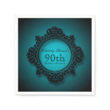 Cadre vintage en bleu - Papier 90e Anniversaire Na