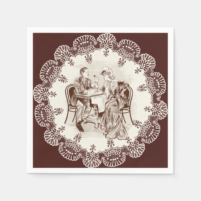 Serviettes Jetables café et amour (Devant)