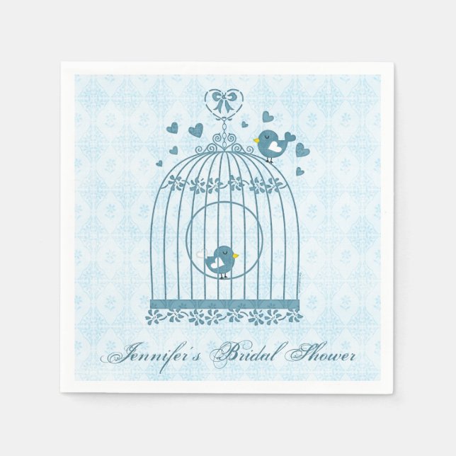 Serviettes Jetables Cage d'oiseaux nuptiaux (Devant)