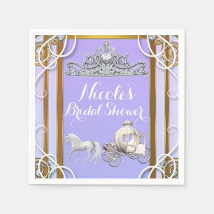 Serviettes Jetables Calèche de princesse couronne d'or violet fête dou