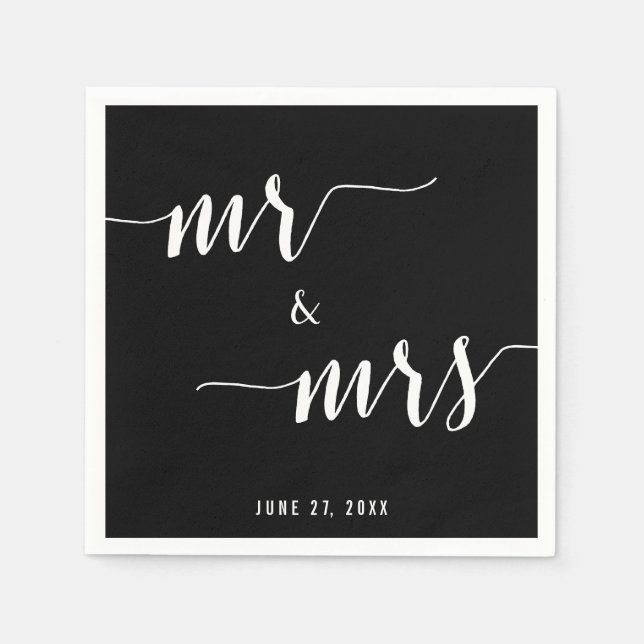 Serviettes Jetables Calligraphie Mariage noir serviettes (Devant)