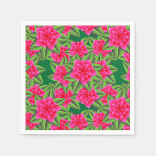 Serviettes Jetables Camélias roses de Fuschia et feuille vert