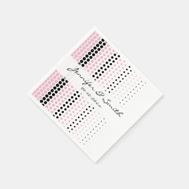 Serviettes Jetables Cameo Pink et Black Polka Dot (Coin)