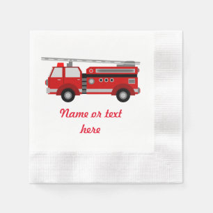 Serviettes Jetables Camion Red Fire avec texte