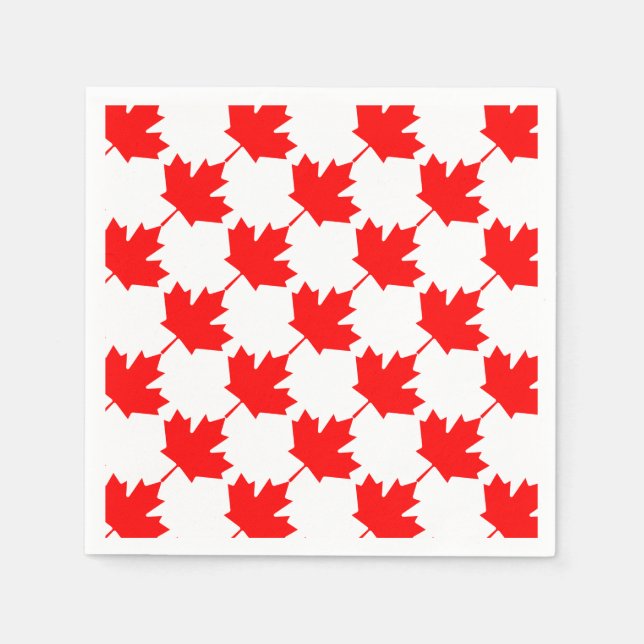 Serviettes Jetables Canada Motif de feuille d'érable rouge (Devant)