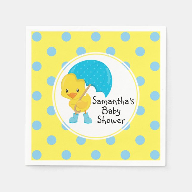 Serviettes Jetables Canard avec Baby shower parapluie (Devant)