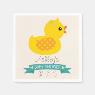 Serviettes Jetables Canard turquoise et jaune, canard; Baby shower