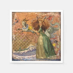 Serviettes Jetables Capricorn Femme Chèvre Whimsical Amusant