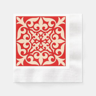 Serviettes Jetables Carreau marocain - orange corail et pêche