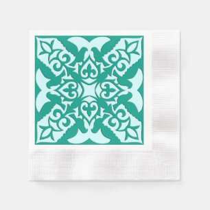 Serviettes Jetables Carreau marocain - turquoise et aqua