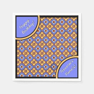 Serviettes Jetables Carrelage gothique Motif - Bleu jaune orange