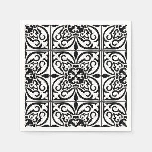 Serviettes Jetables Carrelage marocain - blanc avec arrière - plan noi