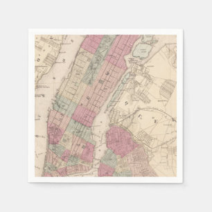 Serviettes Jetables Carte 1868 de New York et de Brooklyn