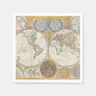 Serviettes Jetables Carte du monde vintage