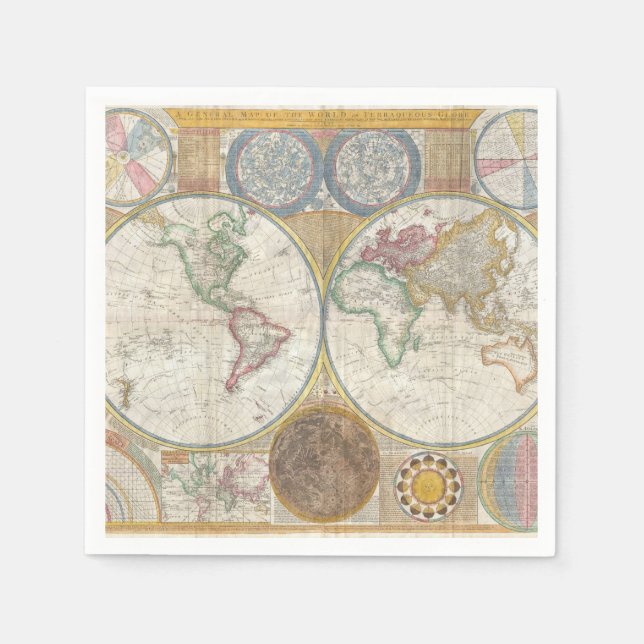 Serviettes Jetables Carte du monde vintage (Devant)