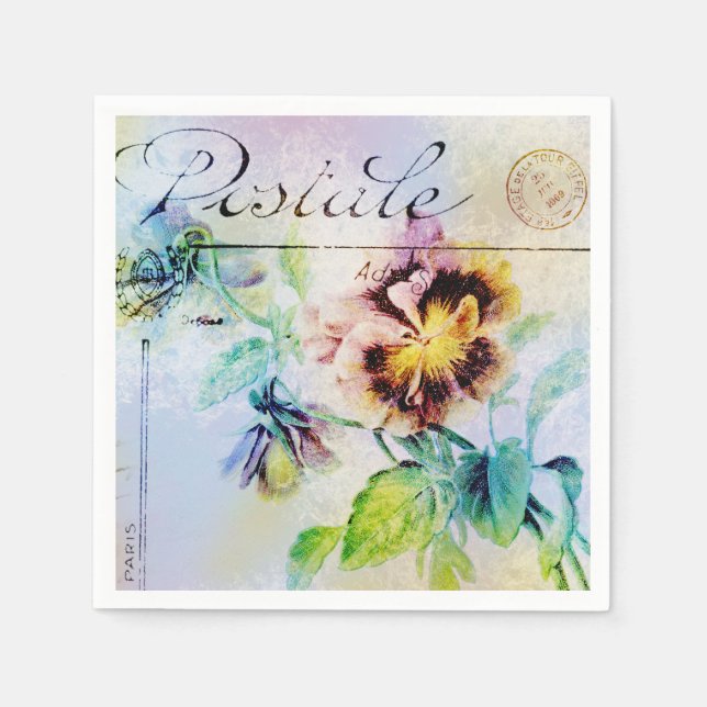 Serviettes Jetables Carte postale vintage de la fleur de coton (Devant)