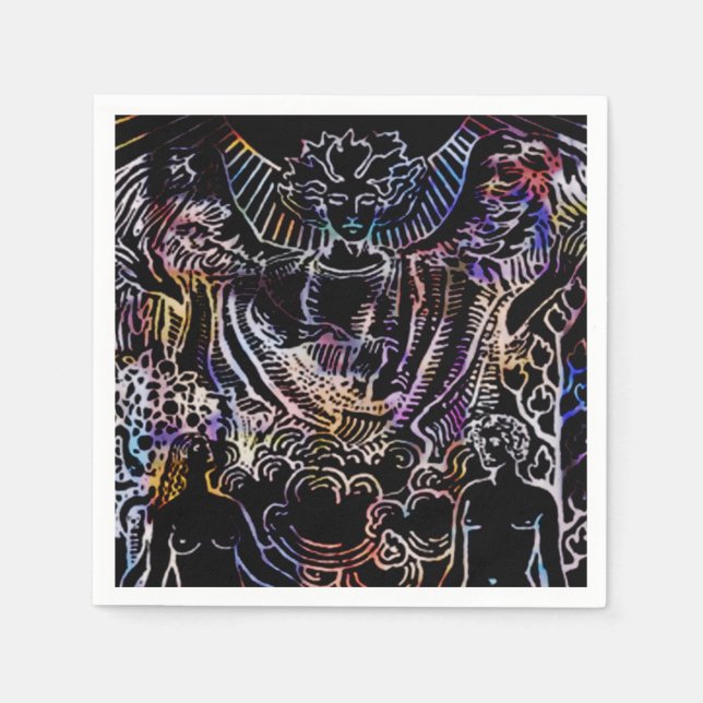 Serviettes Jetables Carte Tarot Lovers Noir (Devant)