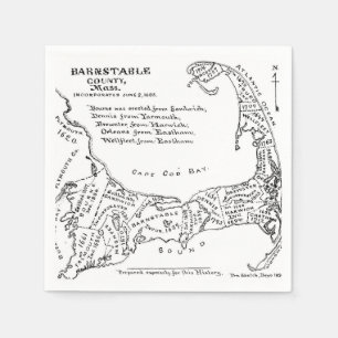 Serviettes Jetables Carte vintage de Cape Cod (1890)