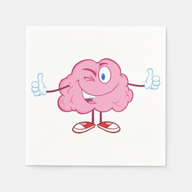 Serviettes Jetables Cartoon brain Character Paper Napkins (Devant)