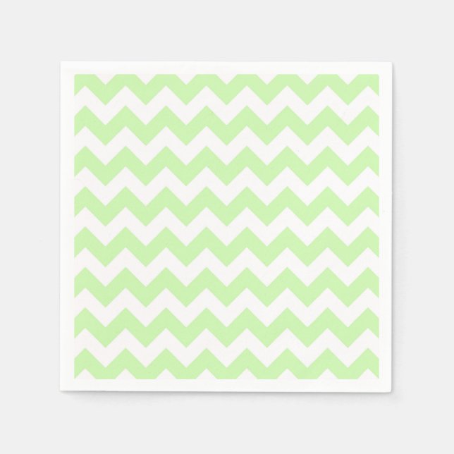 Serviettes Jetables Celery Green, White Chevron Zig Zag Pattern (Devant)