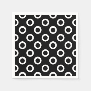 Serviettes Jetables Cercles noirs et blancs modernes Cocktail serviett