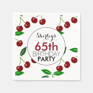 Serviettes Jetables Cerise 65e Anniversaire de la fête Papier serviett