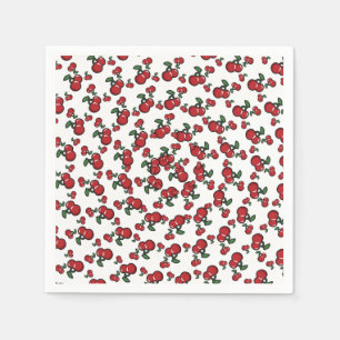 Serviettes Jetables Cerises rouges sur Fruit blanc mignonne fête d'ann