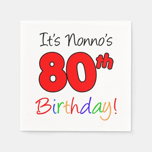 Serviettes Jetables C'est Nonno's 80th Birthday Napkins (Devant)