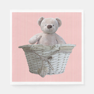 Serviettes Jetables C'est un baby shower de rayures de rose d'ours de