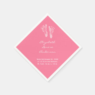 Serviettes Jetables C'est une fille rose Baby Footprints Faire-part de
