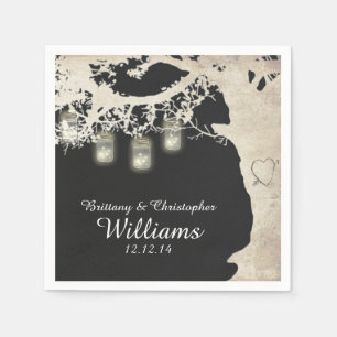 Serviettes Jetables Chaîne Mason Jar Lights Arbre Gris Naples