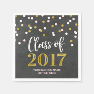 Serviettes Jetables Chalk Gold Pink Confetti Classe de Graduation 2017