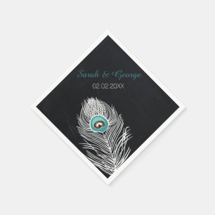 Serviettes Jetables chalkboard paon serviettes mariages personnalisées