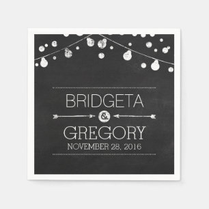 Serviettes Jetables Chalkboard String lights Russe Mariage