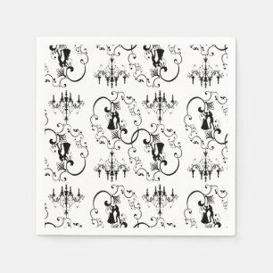 Serviettes Jetables Chandelier de danse noir blanc