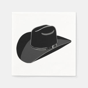 Serviettes Jetables Chapeau de cowboy de pays noir 