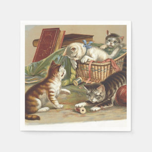 Serviettes Jetables Chat curieux de PIÈCE EN T