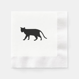 Serviettes Jetables Chat Noir Silhouette Kitten Purr Meow Simple Art