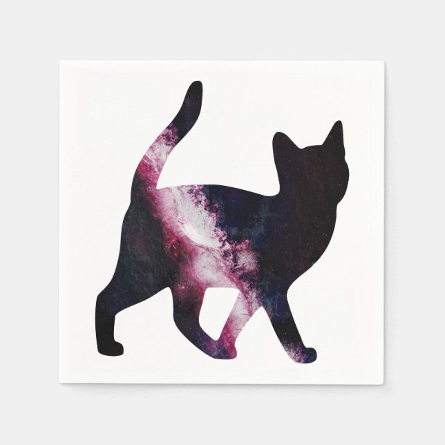 Serviettes Jetables Chat spatial Galaxy (Devant)