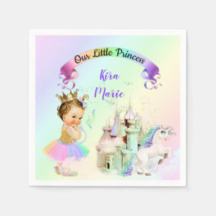 Serviettes Jetables Château Licorne Princesse Arc-en-Ciel Magique