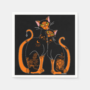 Serviettes Jetables Chats Motifs de saules d'Halloween