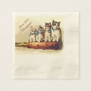 Serviettes Jetables Chats victoriens de Noël